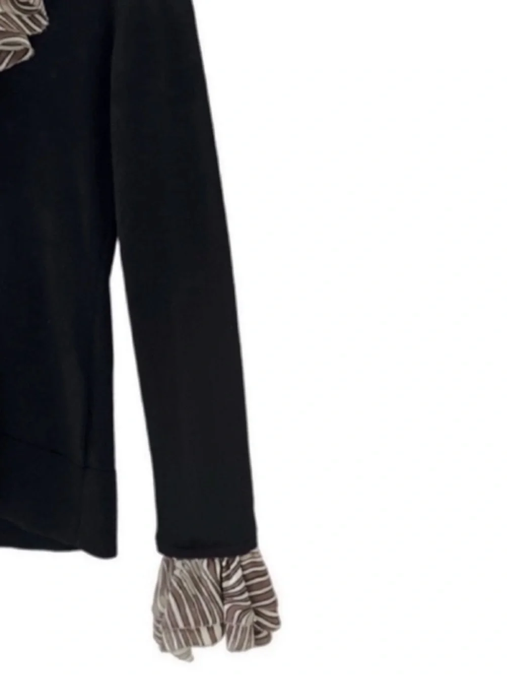 Tory Burch Black 3 in 1 V-Neck Wool Knit Sweater with Removable Collar & Cuffs